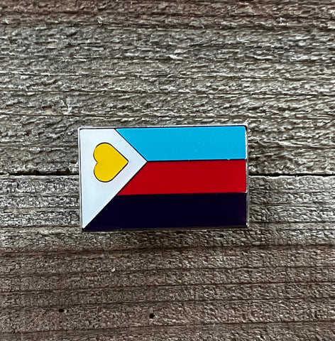 Polyamory Flag Lapel Pin - 1" x 5/8" - New Flag - Silver Plating