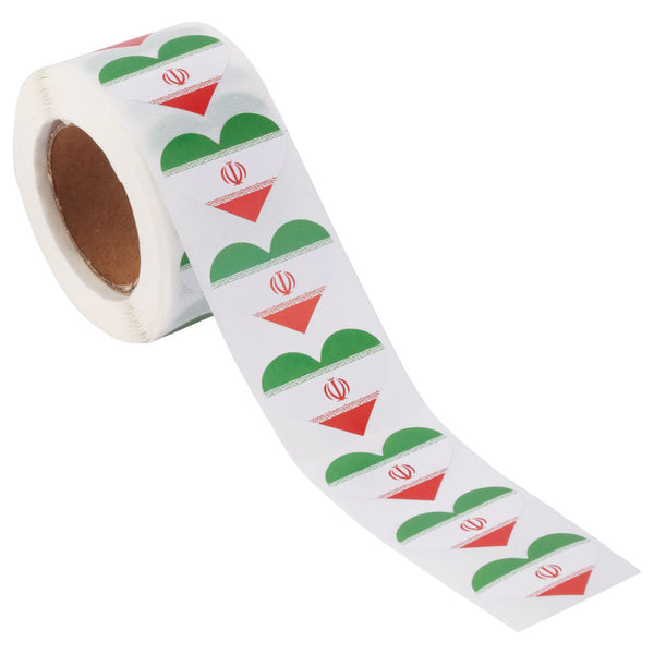 Iran Heart Stickers * 500 Per Roll (1" x 1") 25mm x 25mm