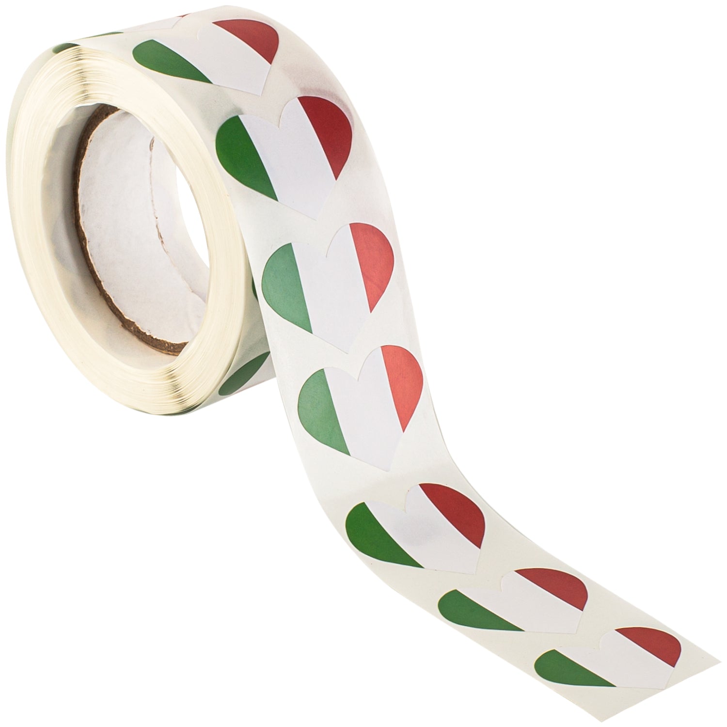 Italy Flag Heart Stickers * 500 Per Roll (1