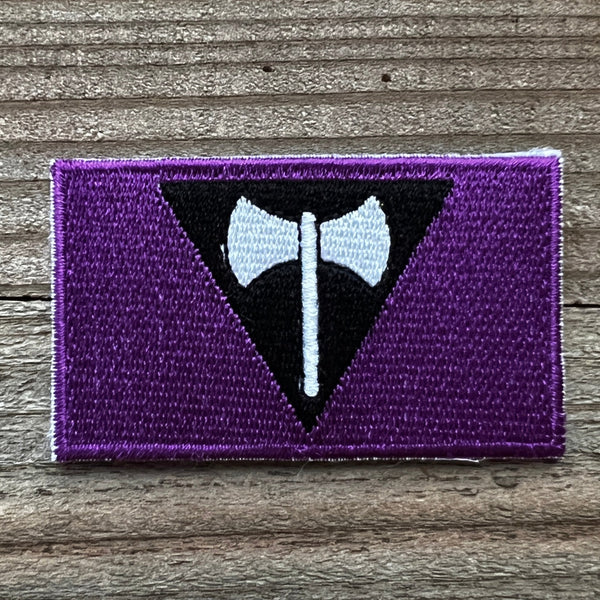 Lesbian Labrys Flag Iron On Patch 2.5" x 1.5"