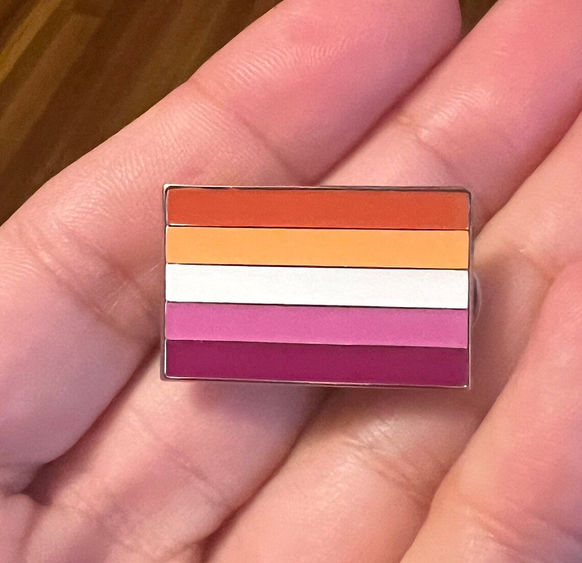 Lesbian Sunset Flag (5 Stripes) Lapel Pin 1
