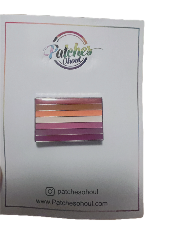 Lesbian Sunset Flag (7 Stripes) Lapel Pin 1" x 5/8" - Silver Plating