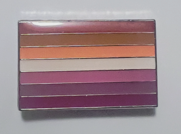 Lesbian Sunset Flag (7 Stripes) Lapel Pin 1" x 5/8" - Silver Plating
