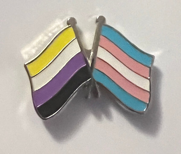 Non-Binary Transgender Dual Flags Lapel Pin 1" x 3/4"
