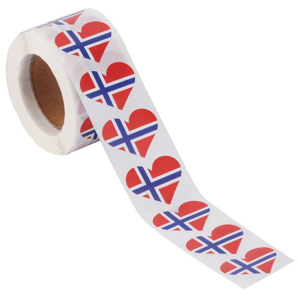 Norway Heart Stickers * 500 Per Roll (1" x 1") 25mm x 25mm