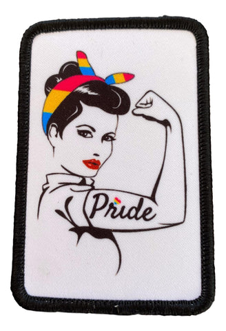 Rosie the Riveter Pride Iron On Patch 3-1/2" x 2-1/2" - Pansexual