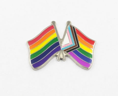 Progress Pride x Rainbow Pride Flags Lapel Pin - Magnetic Backing