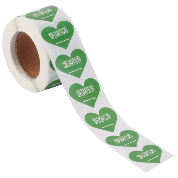 Saudi Arabia Heart Stickers * 500 Per Roll (1" x 1") 25mm x 25mm