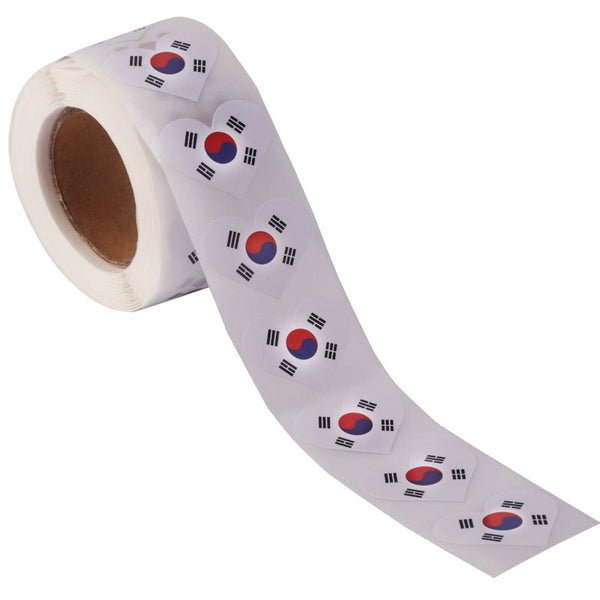 South Korea Heart Stickers * 500 Per Roll (1" x 1") 25mm x 25mm