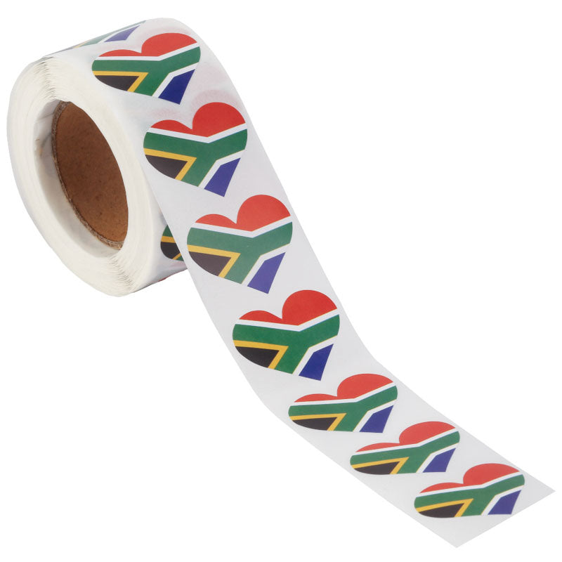 South Africa Heart Stickers * 500 Per Roll (1