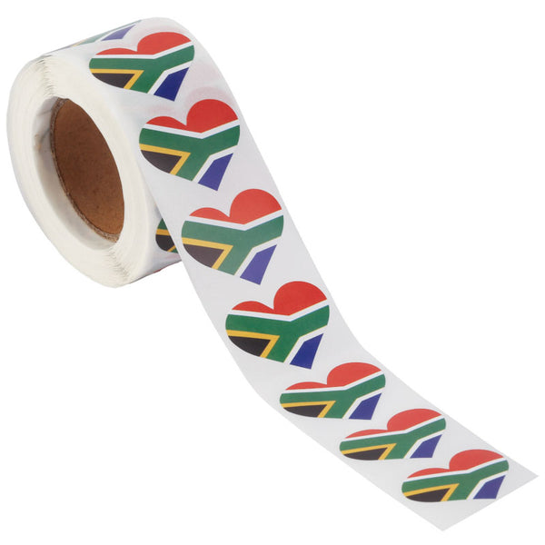 South Africa Heart Stickers * 500 Per Roll (1" x 1") 25mm x 25mm