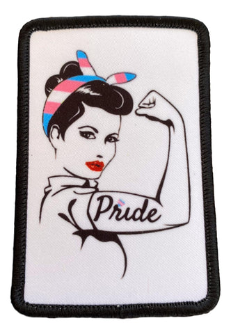 Rosie the Riveter Pride Iron On Patch 3-1/2" x 2-1/2" - Transgender