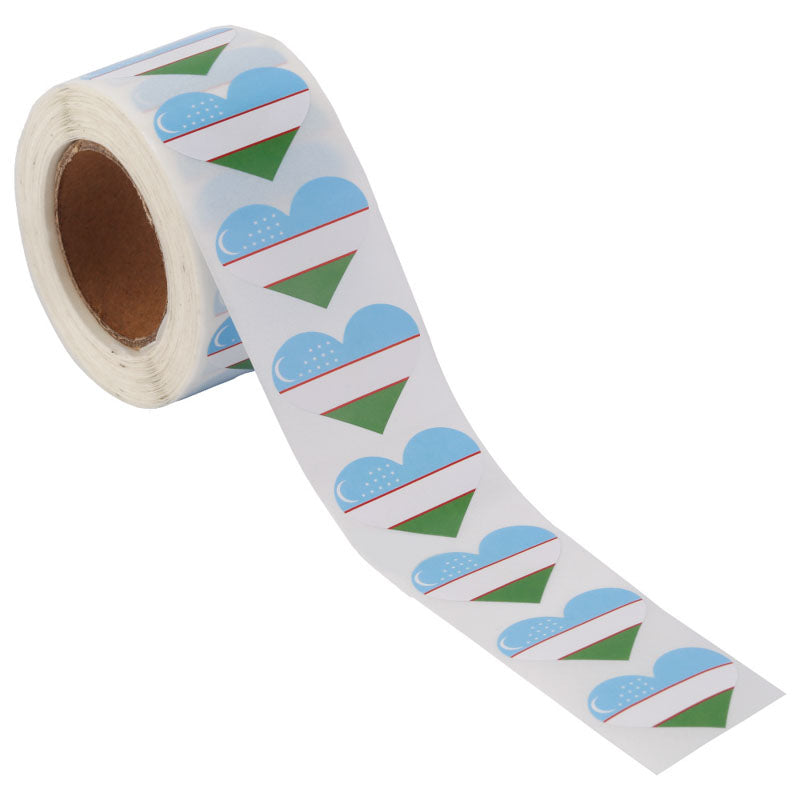 Uzbekistan Heart Stickers * 500 Per Roll (1