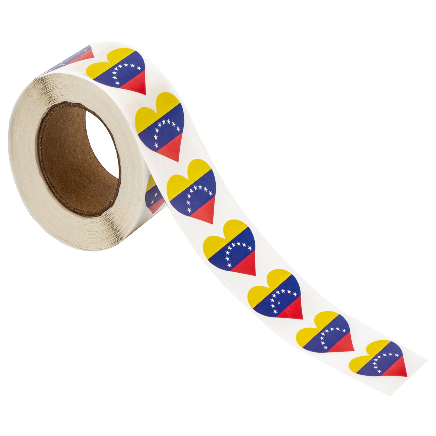 Venezuela Flag Heart Stickers * 500 Per Roll (1