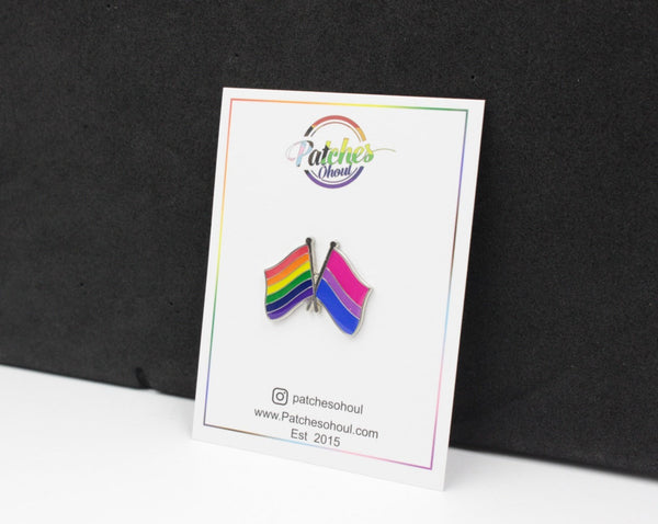 Bisexual x Rainbow Pride Flags Lapel Pin - Magnetic Backing