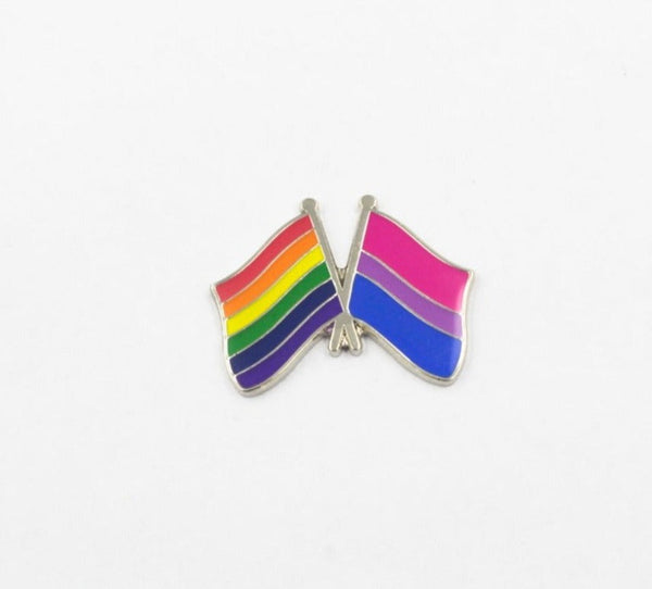 Bisexual x Rainbow Pride Flags Lapel Pin - Magnetic Backing