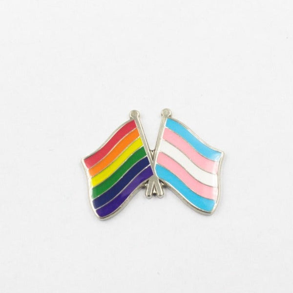 Transgender x Rainbow Pride Flags Lapel Pin - Magnetic Backing