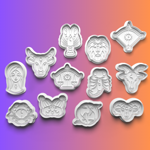 Zodiac Signs Cookie Cutter Set + Stamp