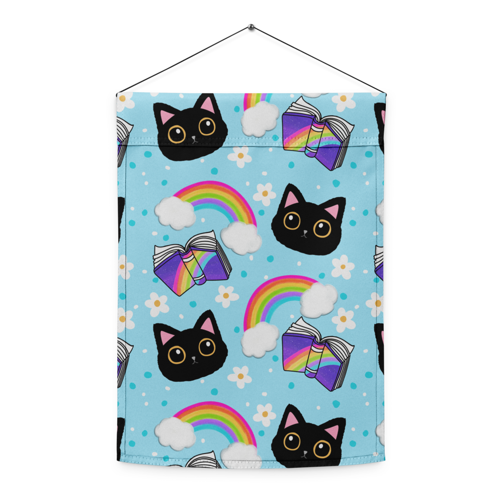 Rainbow Book and the Black Cat Garden flag