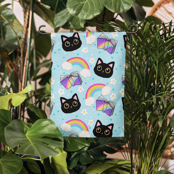 Rainbow Book and the Black Cat Garden flag