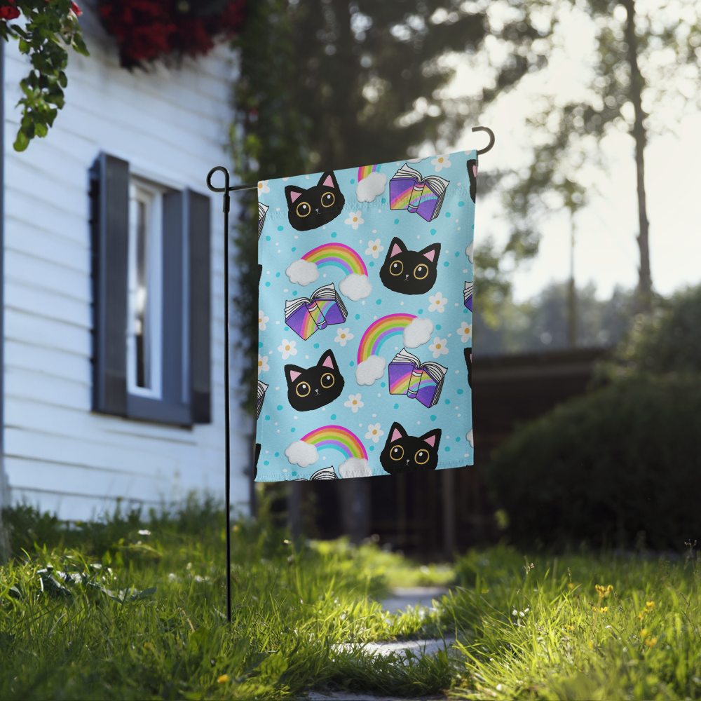 Rainbow Book and the Black Cat Garden flag