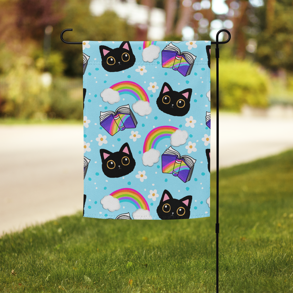 Rainbow Book and the Black Cat Garden flag