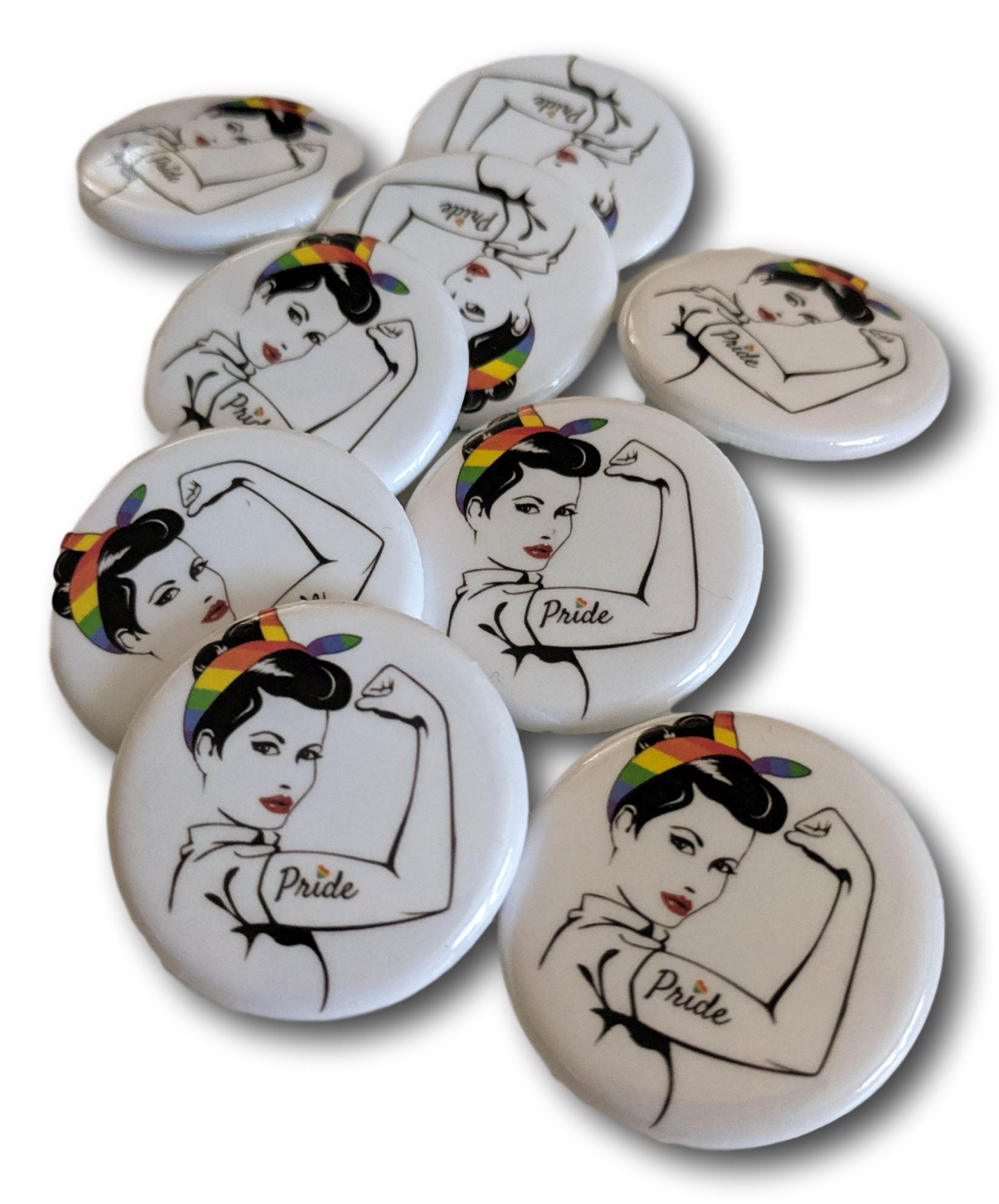 Rosie the Riveter Rainbow 1.25" Pinback Button