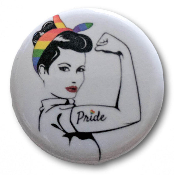Rosie the Riveter Rainbow 1.25" Pinback Button