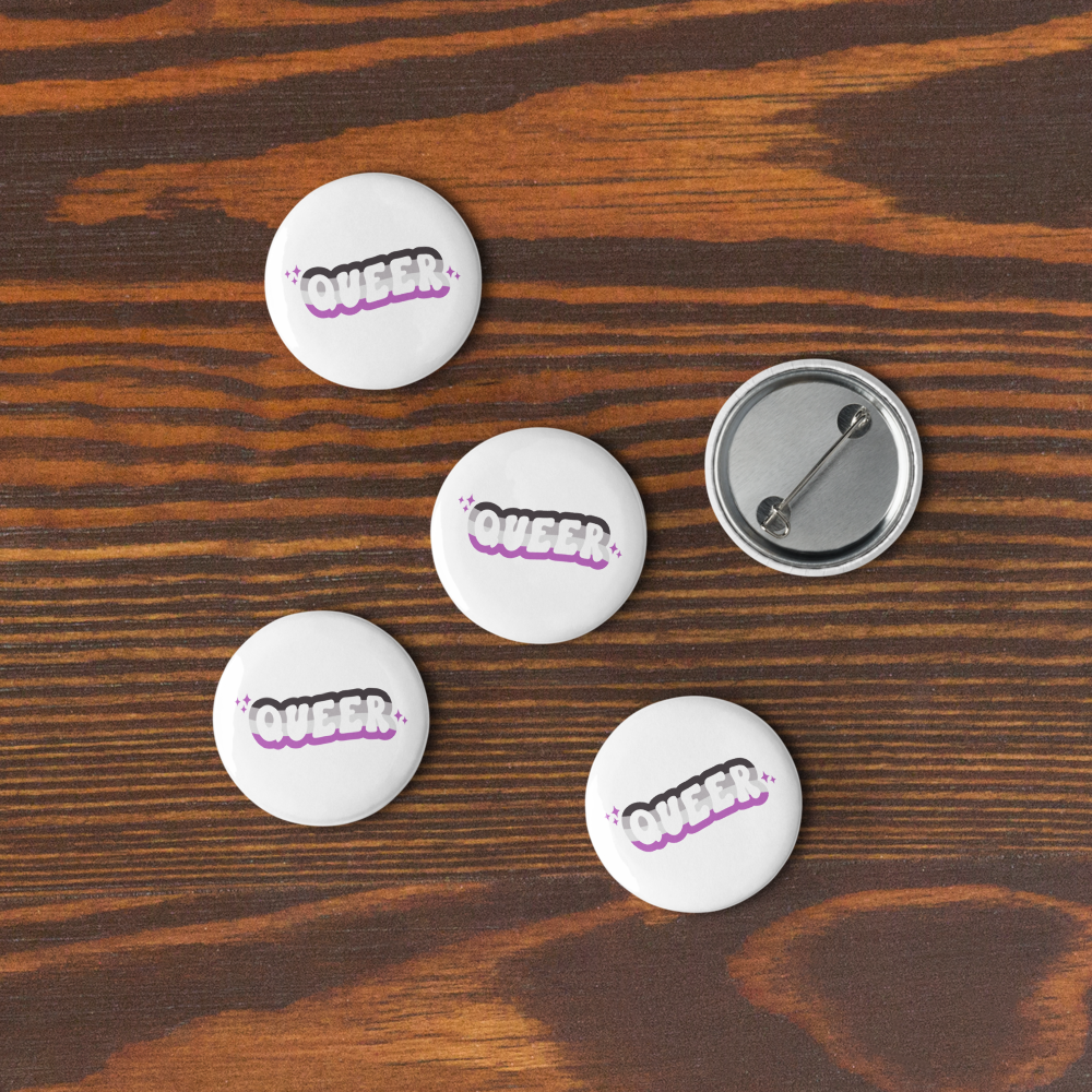 Queer x Asexual Set of 5 pinback buttons