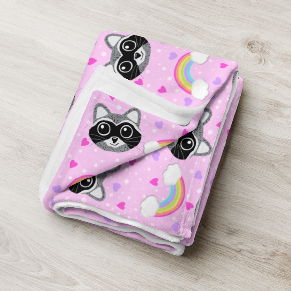 Rainbow Raccoon Throw Blanket