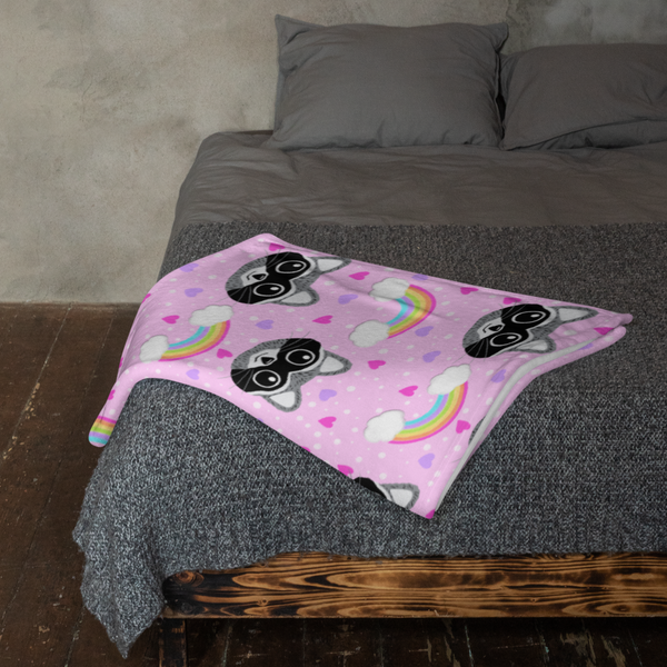 Rainbow Raccoon Throw Blanket