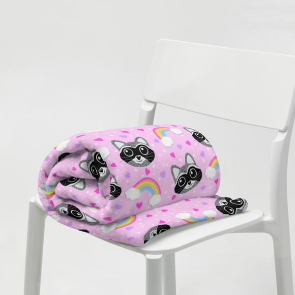 Rainbow Raccoon Throw Blanket