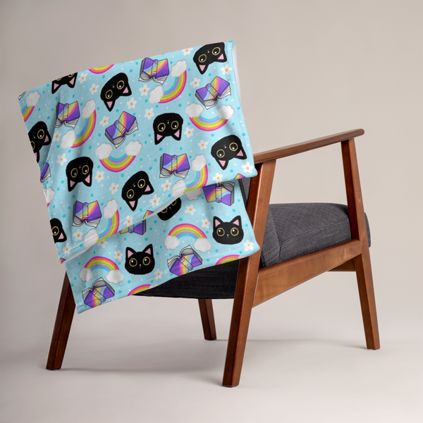 Bookish Cat Throw Blanket