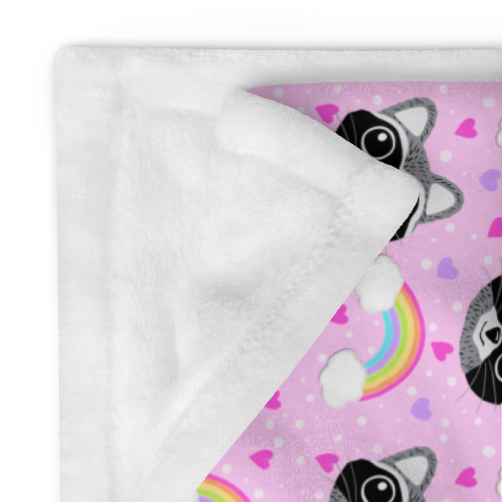 Rainbow Raccoon Throw Blanket