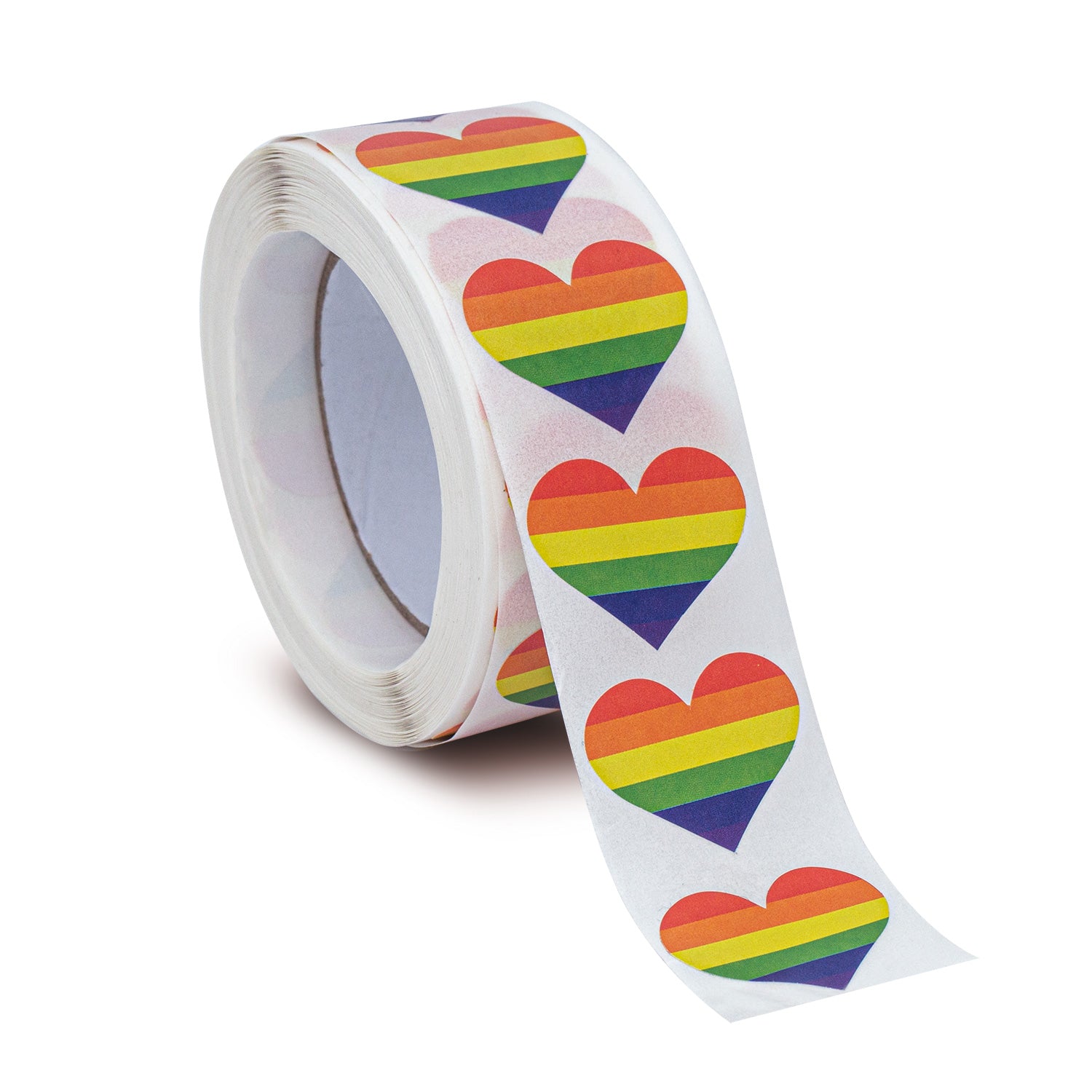 Rainbow Heart Stickers * 500 Stickers Per Roll (1" x 1")
