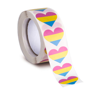 Pansexual Heart Stickers * 500 Stickers Per Roll (1" x 1")