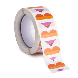Lesbian Sunset Heart Stickers * 500 Stickers Per Roll (1" x 1")