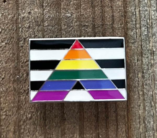 Ally Flag Lapel Pin 1" - Updated Silver