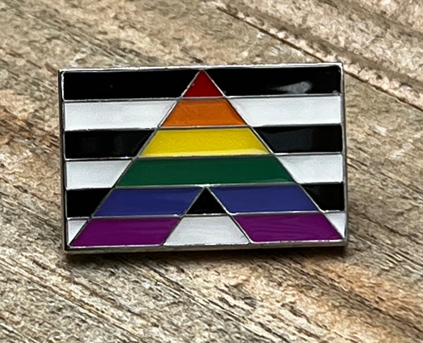 Ally Flag Lapel Pin 1" - Updated Silver