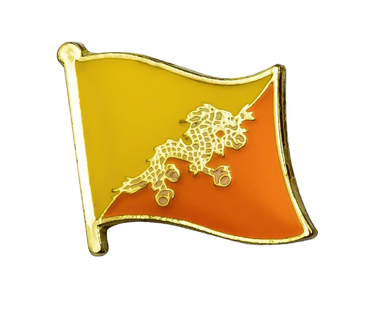 Bhutan Flag Lapel Pin - 3/4" x 5/8"