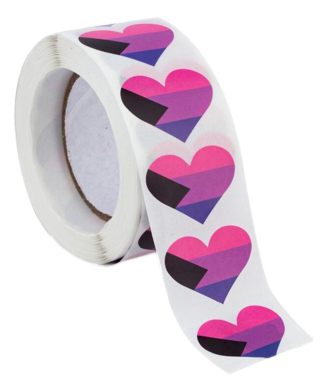 Demibisexual Heart Stickers * 500 Stickers Per Roll (1" x 1")