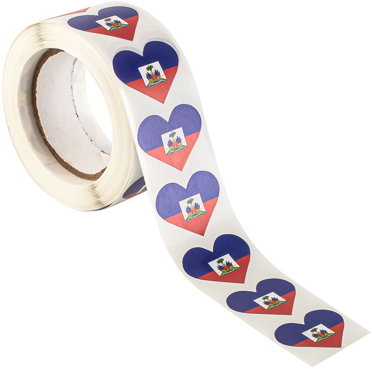 Haitian Flag Heart Stickers * 500 Per Roll (1