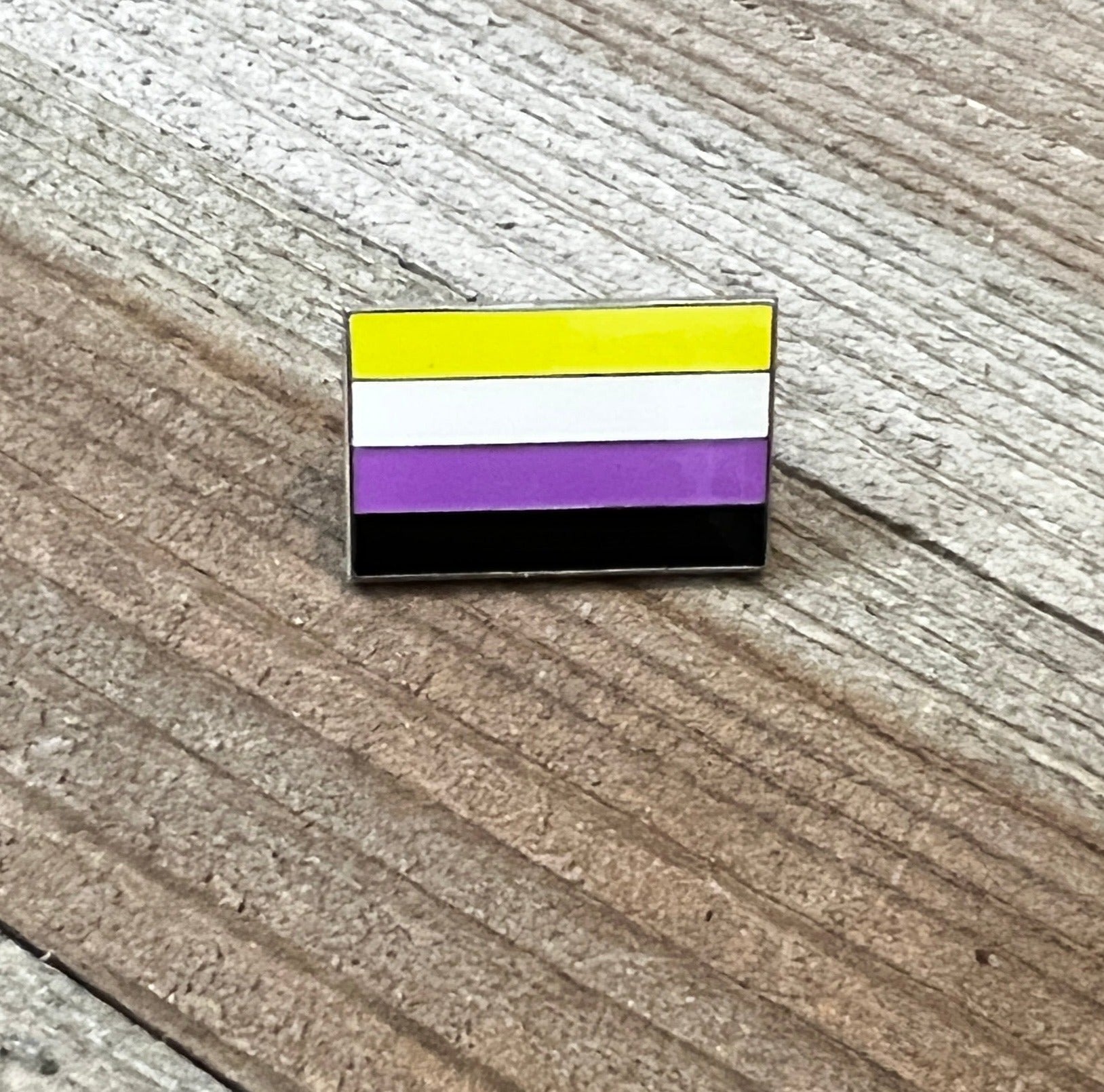 Non-Binary Flag Lapel Pin 1" - Silver