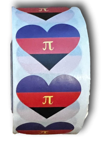 Polyamorous Heart Stickers * 500 Stickers Per Roll (1" x 1") - Old Flag - Discontinued