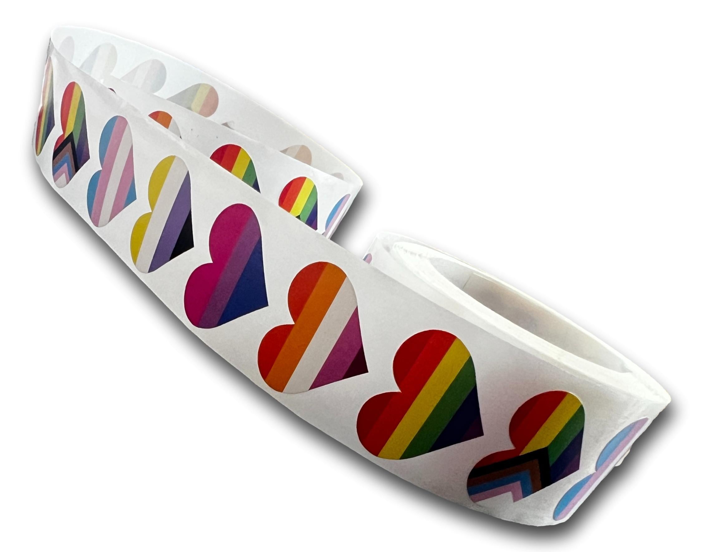 Pride Heart Stickers 6 Design Roll * 500 stickers Per Roll (1