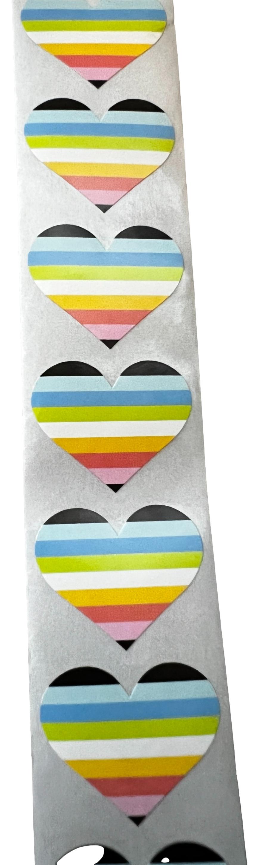 Queer Flag Heart Stickers * 500 Stickers Per Roll (1