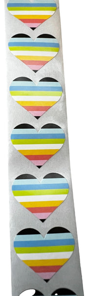 Queer Flag Heart Stickers * 500 Stickers Per Roll (1" x 1")