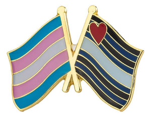 Transgender Leather Pride Dual Flags Lapel Pin 1" x 3/4"