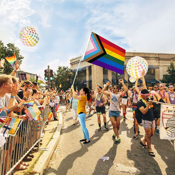 Progress Pride Waterproof Flag 3x5ft Poly by Daniel Quasar LGBTQ Inclusive