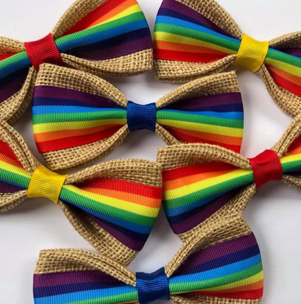 Happy Pride Gay Pride LGBTQ Rainbow Dog Bow Tie